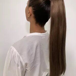Real Hair Extension Wrap Ponytail Brown | 18 inch